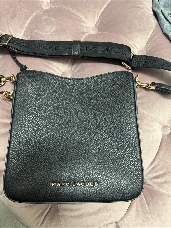 Marc Jacobs Handbags - Marc Jacobs Black Pebbled Leather Shoulder Bag with Branded Strap